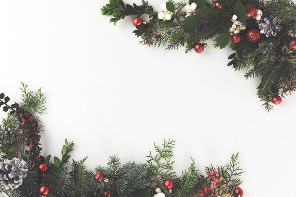 christmas frame made of fir branches