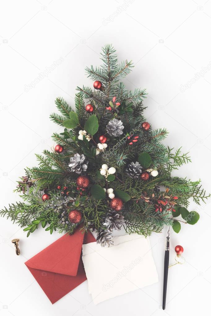 christmas tree and letter