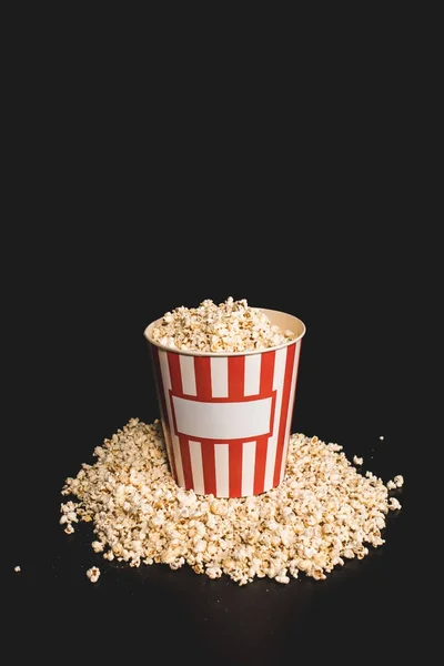 Classic striped bucket of popcorn — Stock Photo, Image