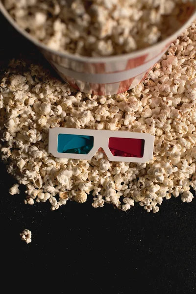 Popcorn with 3d glasses — Stock Photo, Image
