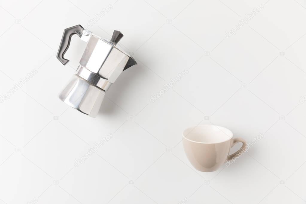 moka pot and cup