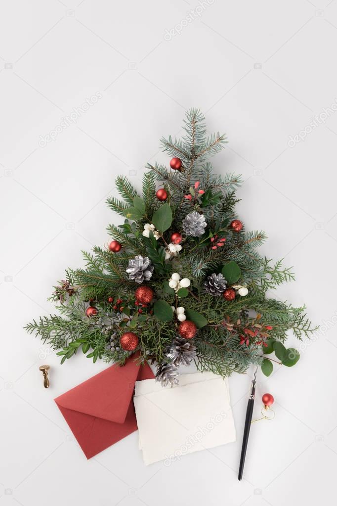 christmas tree and letter