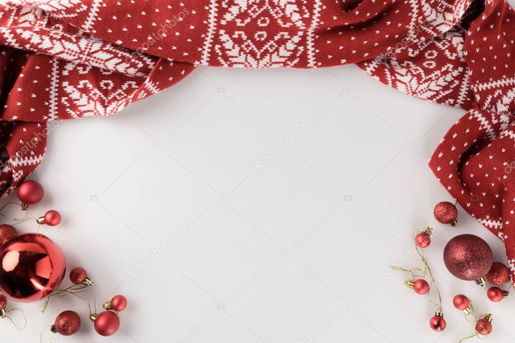 christmas balls and winter scarf