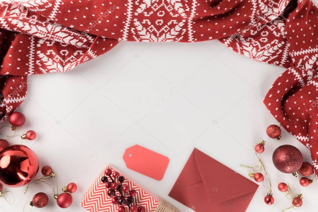 christmas present, scarf and envelope