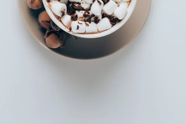 Cacao with marshmallows and walnuts — Stock Photo, Image