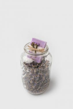 soap in jar with lavender flowers clipart