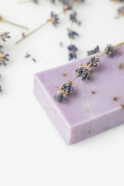 handcrafted soap with lavender flowers