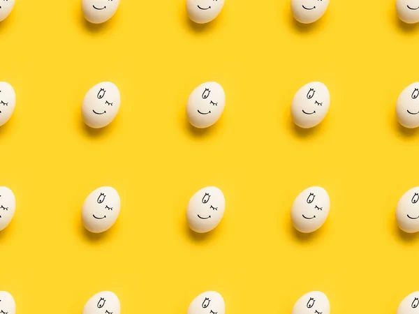 Painted eggs with winking emoji — Stock Photo, Image