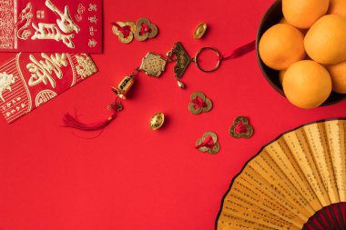 oriental decorations and tangerines  clipart