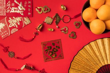 oriental decorations and tangerines  clipart