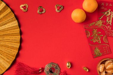 chinese decorations and tangerines clipart