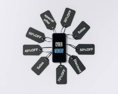 smartphone and blank tags clipart