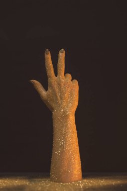 Wax hand showing three fingers clipart