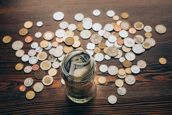 Glass jar with money — Stock Photo, Image