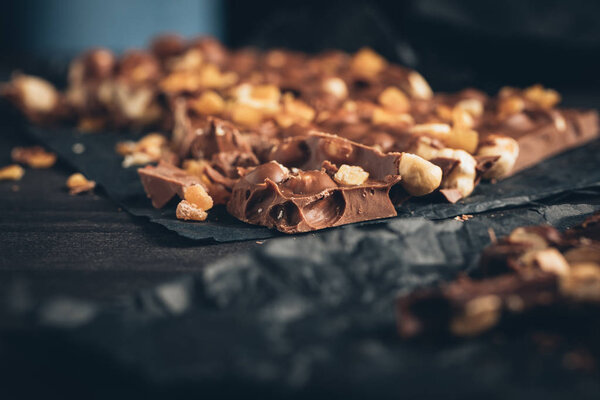 milk chocolate with nuts pieces
