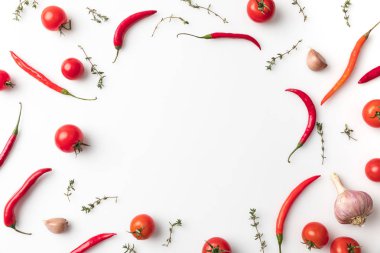 circle of chili peppers and tomatoes  clipart