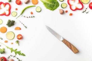 knife with vegetables clipart