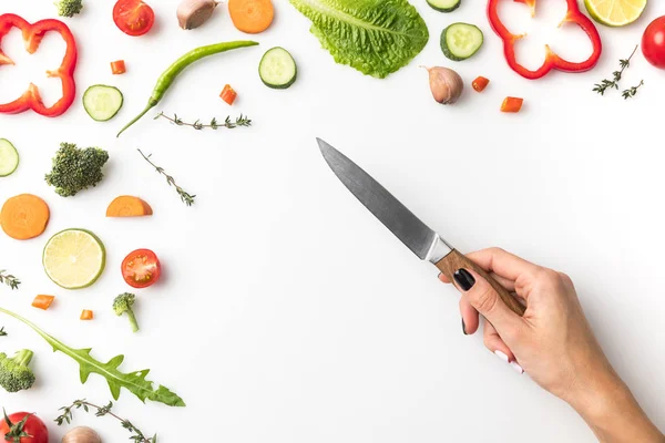 Woman holding knife — Stock Image Woman holding knife Stock Picture