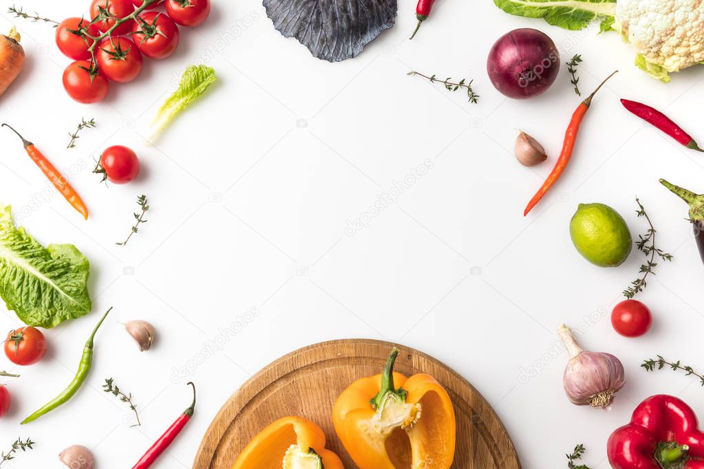 bell peppers on wooden board