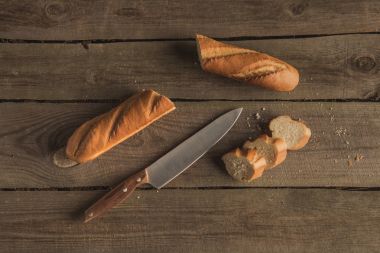 baguette and knife  clipart