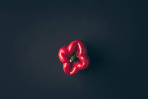 top view of red bell pepper on gray table