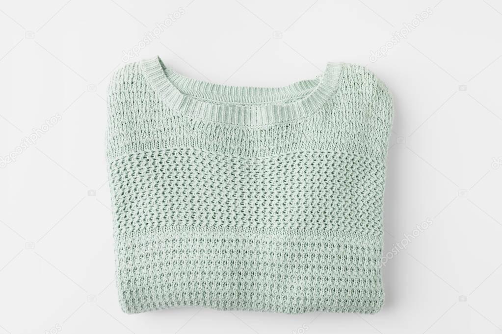 trendy light blue knitted sweater