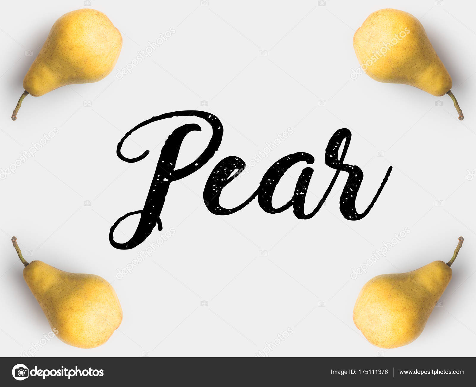 Hand Written Lettering Fresh Pears White Surface — Stock Photo