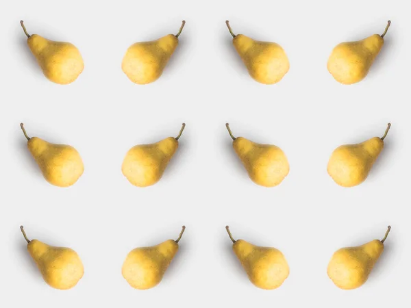 Pattern Fresh Yellow Pears Isolated White — Free Stock Photo