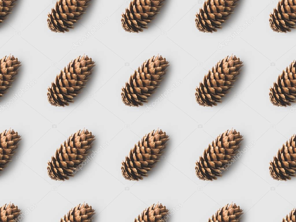 pattern of pine cones on white surface