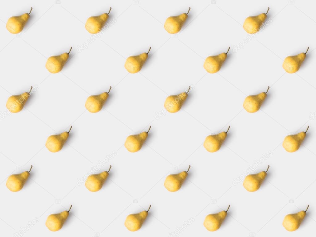 pattern of delicious yellow pears isolated on white