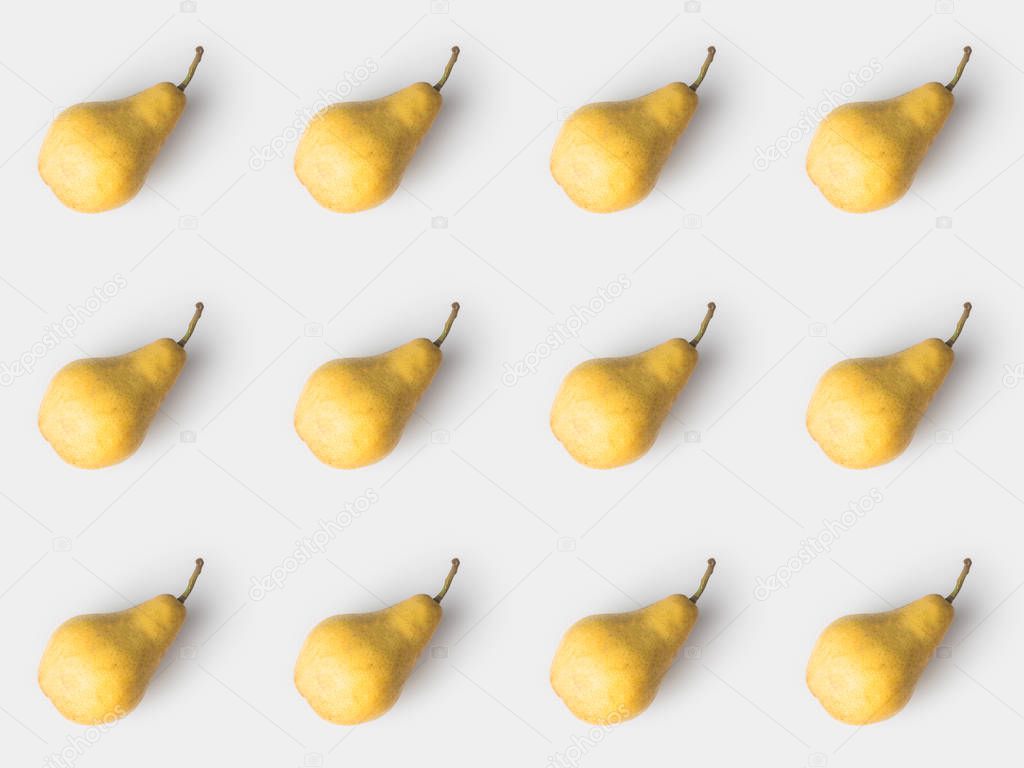 pattern of delicious pears isolated on white