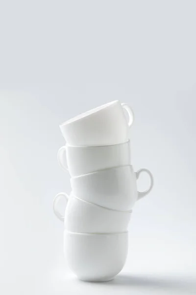 Stack Six White Cups Isolated White — Stock Photo, Image