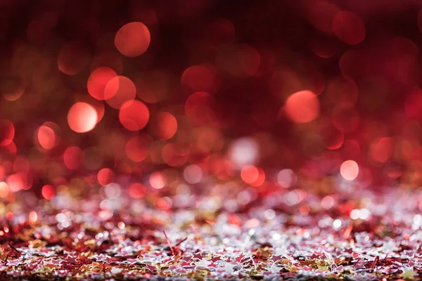 Fondo Navidad Con Estrellas Confeti Rojo Brillante —  Fotos de Stock