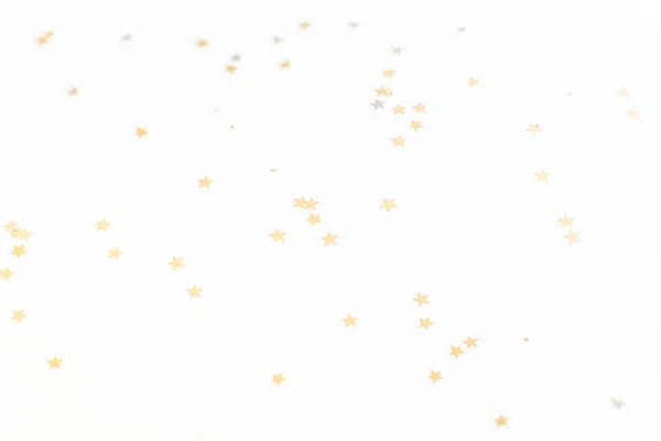 Christmas Golden Confetti Stars Isolated White Background — Stock Photo, Image