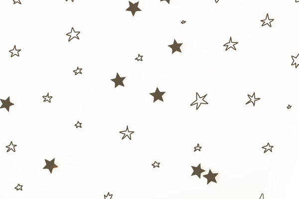 seamless background with christmas golden stars, isolated on white