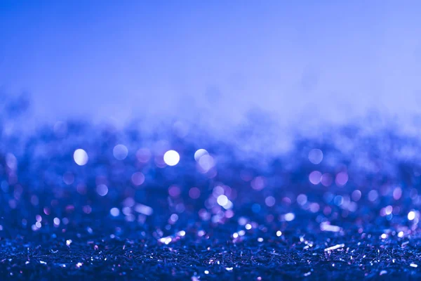 Weihnachten Hintergrund Mit Blau Verschwommenem Glänzendem Konfetti — Stockfoto