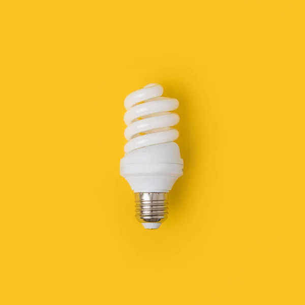 Close View White Light Bulb Isolated Yellow — Stock Photo, Image