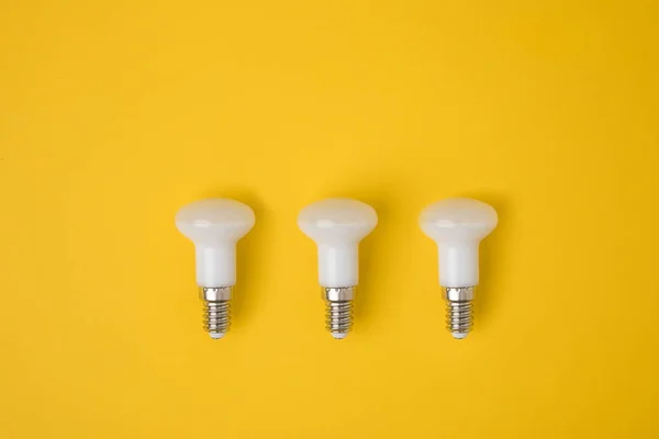 Top View Set White Lamps Isolated Yellow — Stock Photo, Image