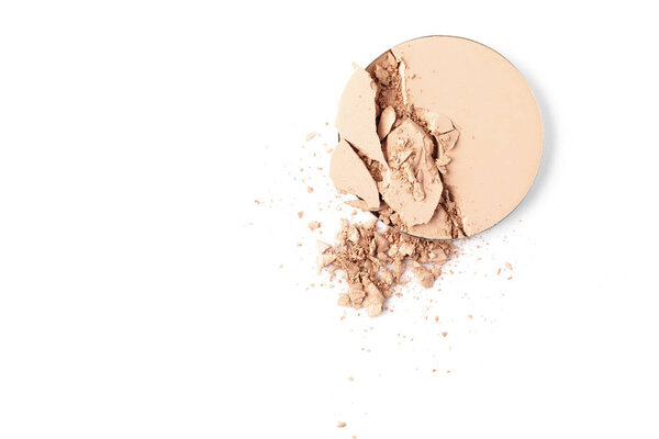 top view of cosmetic powder isolated on white