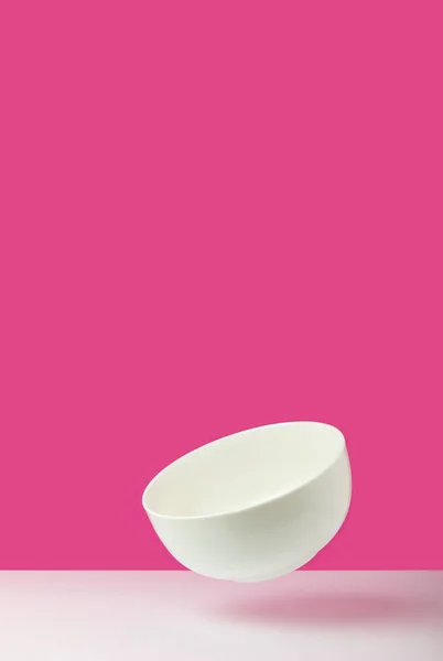 Close View Empty White Bowl Pink — Stock Photo, Image