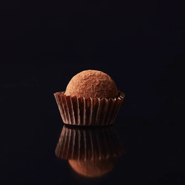 Close View Sweet Truffle Candy Black — Stock Photo, Image