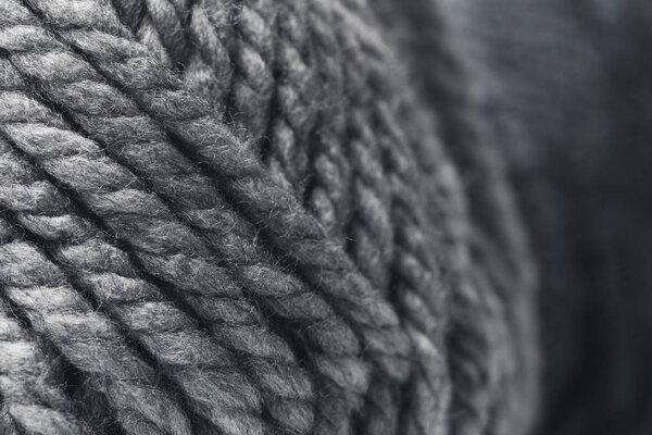 close up view of grey yarn ball