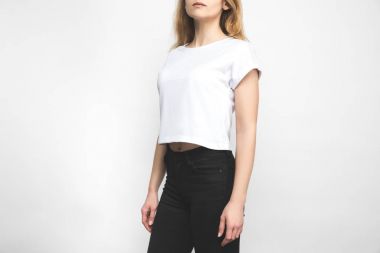 boş t-shirt üzerine beyaz şık kadın