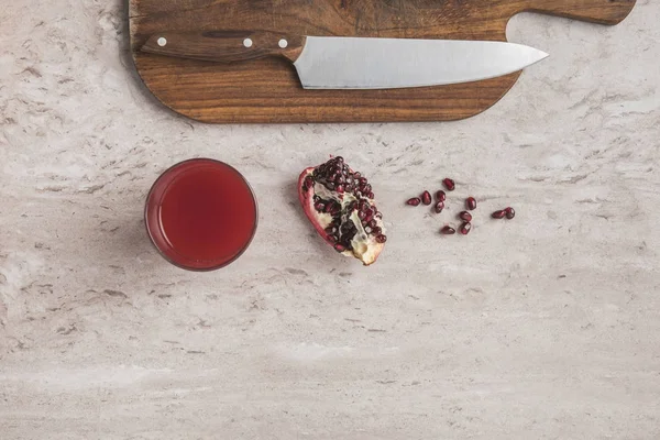 Top View Homemade Pomegranate Juice Fruit Table — Stock Photo, Image