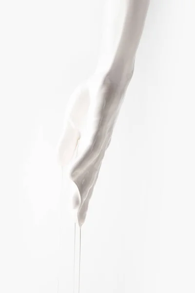 Cropped Image Girl White Paint Dripping Isolated White — Stock Photo, Image