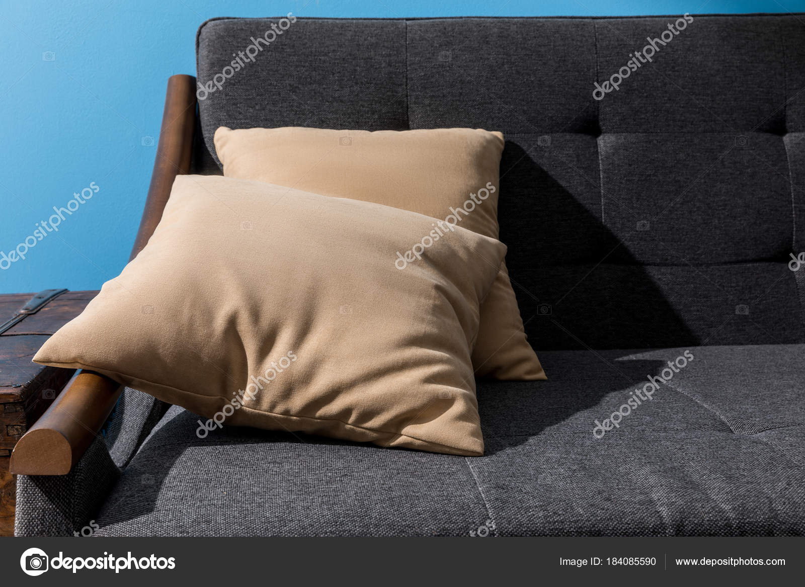 Close Shot Pillows Lying Comfy Couch Stock Photo by ©AntonMatyukha