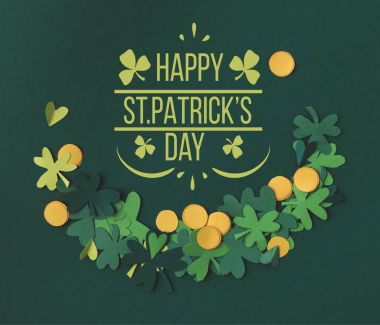 Ana sayfa görünümü yoncaları ve paralar ile mutlu st patricks günü yazı 