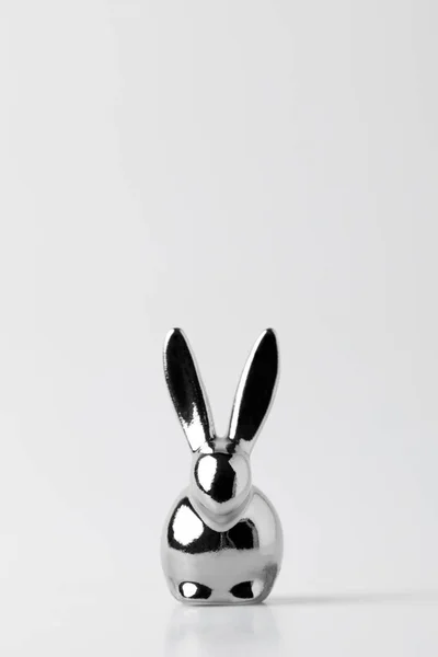 Silver Statuette Easter Bunny White — Stock Photo, Image