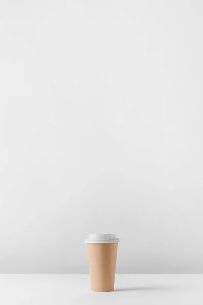 One Disposable Coffee Cup White Table — Stock Photo, Image