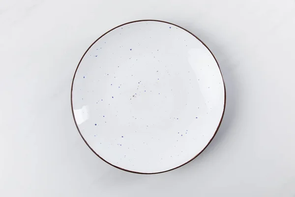 Top View Image Plate Placed White Surface Minimalistic Conception — Stock Photo, Image